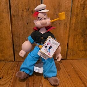 Popeye the Sailor Man Plush Vintage 1985 with stand Hamilton Rare NWT